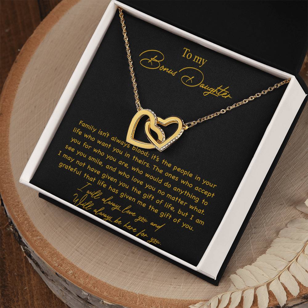 To my Bonus Daughter Necklace, Bonus Daughter, Step Daughter Gift 3-4_Gold