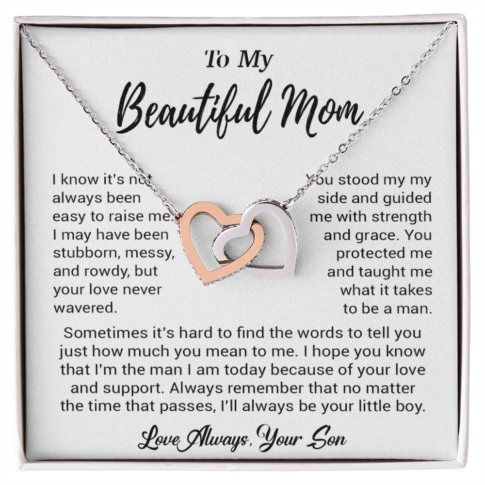 To My Beautiful Mom Necklace Mom Birthday Gift Mother's Day Gift Necklace For Mom From Son_ 8_5_White