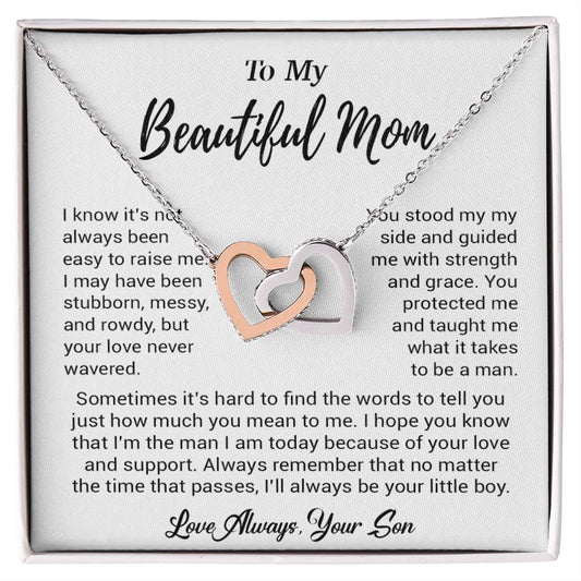 To My Beautiful Mom Necklace Mom Birthday Gift Mother's Day Gift Necklace For Mom From Son_ 8_5_White