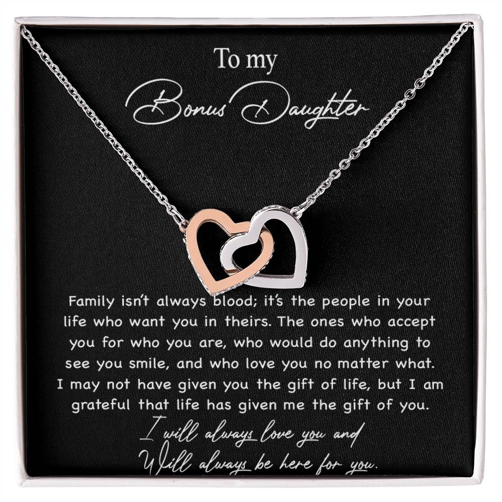To my Bonus Daughter Necklace, Bonus Daughter, Step Daughter Gift 3-4_Black