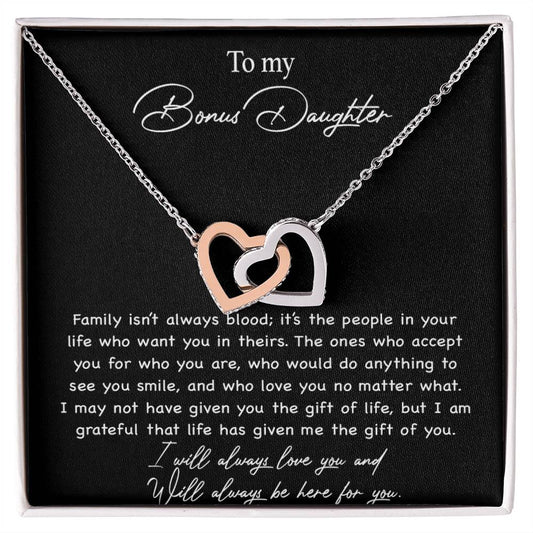 To my Bonus Daughter Necklace, Bonus Daughter, Step Daughter Gift 3-4_Black