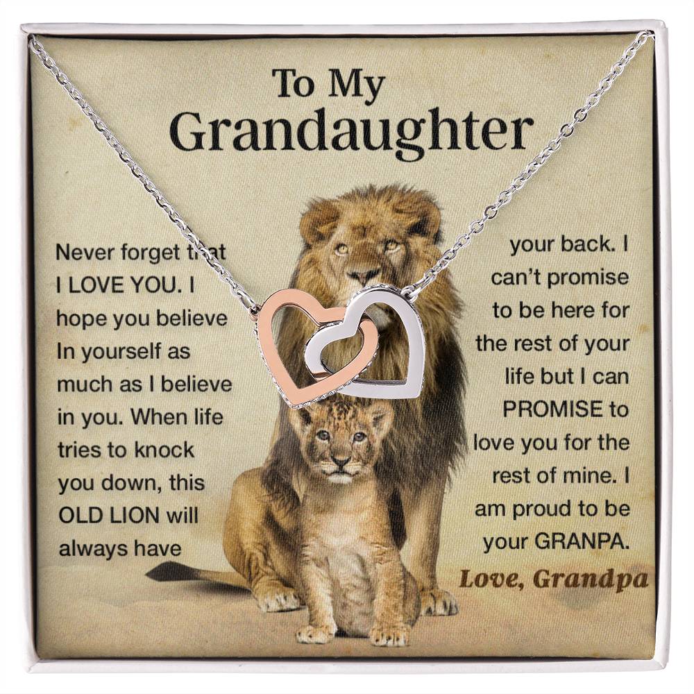 To My Granddaughter Necklace , Gift From Grandpa Papa Lion Dad, Christmas Gift