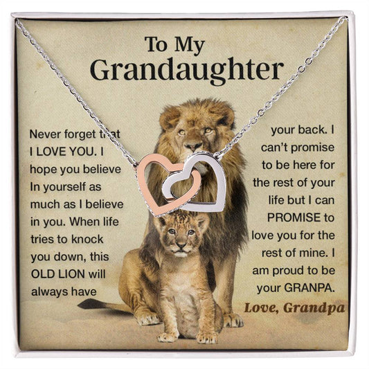 To My Granddaughter Necklace , Gift From Grandpa Papa Lion Dad, Christmas Gift