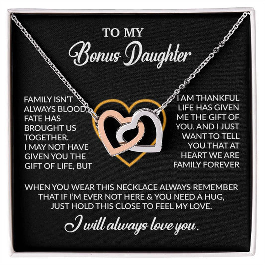 To My Bonus Daughter Necklace, Gift for Bonus Daughter, Step Daughter Birthday 24_12_Black