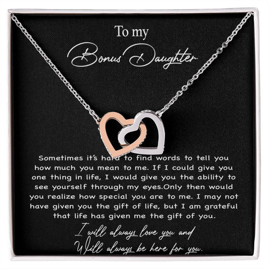 To my Bonus Daughter Necklace, Bonus Daughter, Step Daughter Gift 4-4_Black