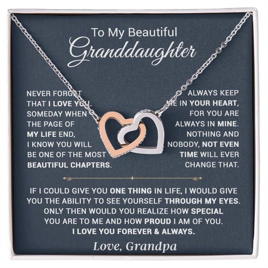 To My Granddaughter Necklace, Xmas Birthday Gift For Granddaughter From Grandpa
