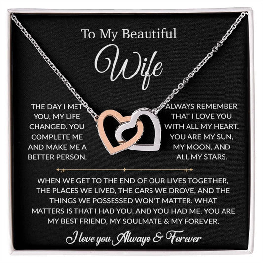 To My Wife Necklace, Gift For Wife, Anniversary Gift For Wife, Necklace For Wife 26_6_Black