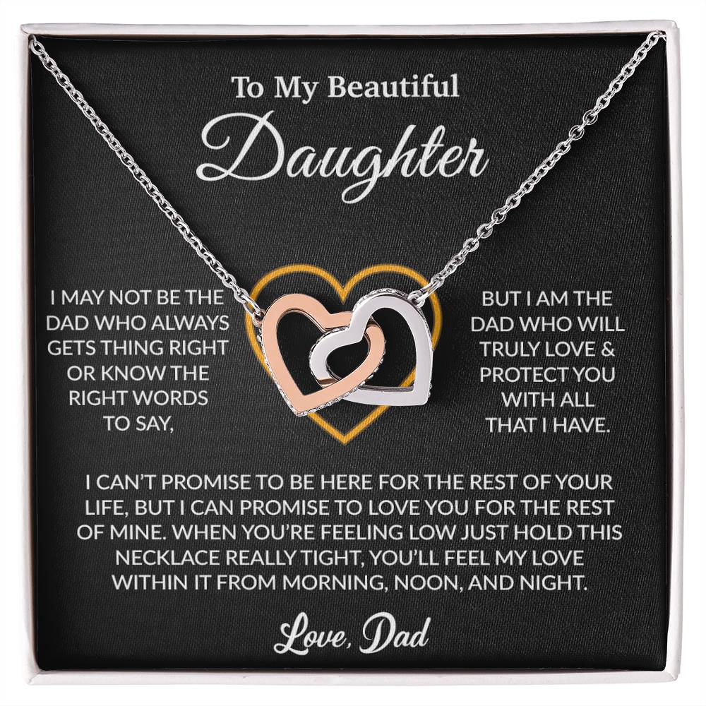 To My Daughter Necklace, Gift for Daughter from Dad, Father Daughter Necklace 13_6_Black
