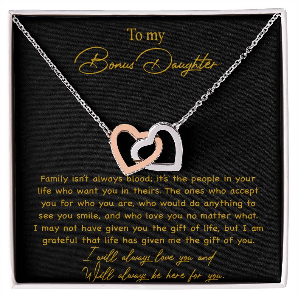 To my Bonus Daughter Necklace, Bonus Daughter, Step Daughter Gift 3-4_Gold