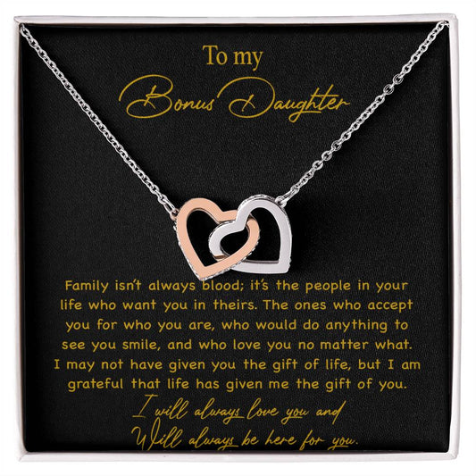 To my Bonus Daughter Necklace, Bonus Daughter, Step Daughter Gift 3-4_Gold