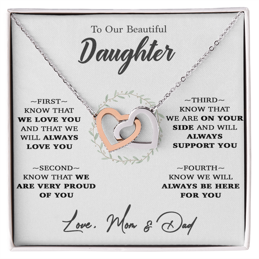 To My Daughter Necklace, Gift for Daughter From Mom and Dad,Birthday Gift