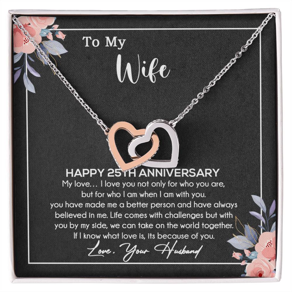25th Anniversary Gift For Wife Necklace, 25 Year Anniversary, 25th Wedding Gift _Black