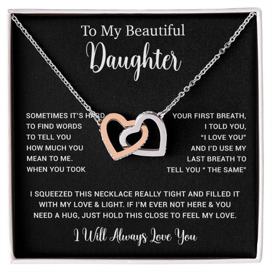 To My Daughter Necklace, Gift for Daughter from Dad, Father Daughter Necklace  11_5_Black