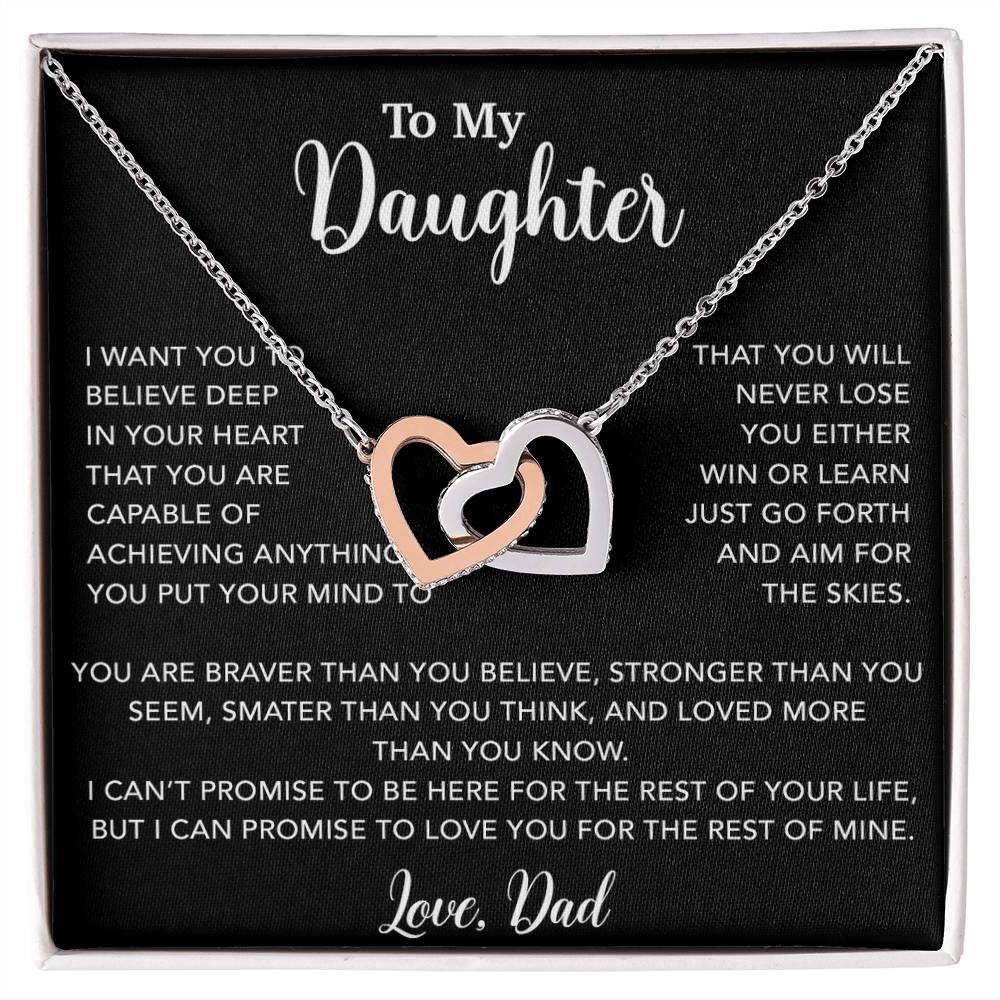 To My Daughter Necklace, Gift for Daughter from Dad, Father Daughter Necklace 18_5_Black