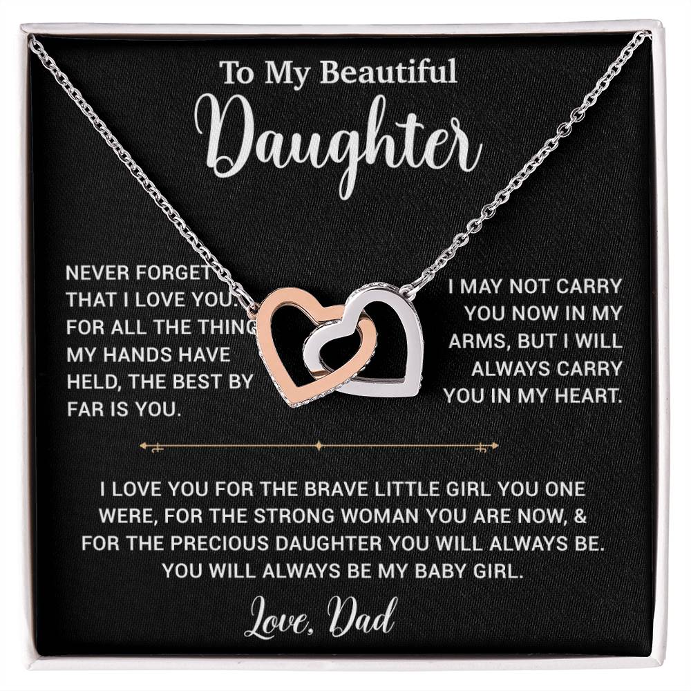 To My Daughter Necklace, Gift for Daughter from Dad, Father Daughter Necklace 14_6_Black
