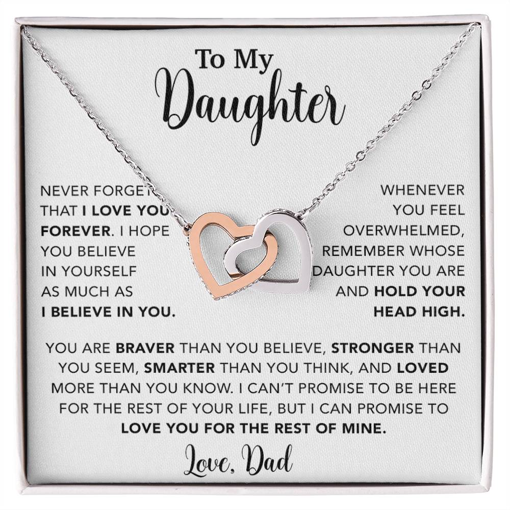 To My Daughter Necklace, Gift for Daughter from Dad, Father Daughter Necklace  9_4_White