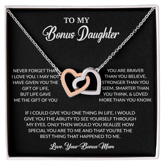 To My Bonus Daughter Necklace, Gift for Bonus Daughter, Step Daughter Birthday 5_6_Black