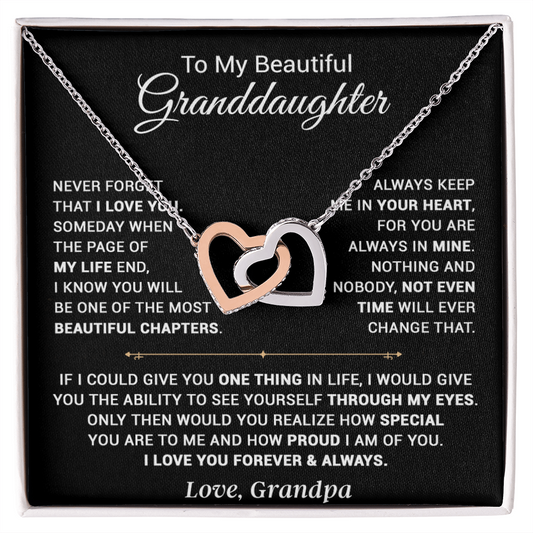 To My Granddaughter Necklace, Xmas Birthday Gift For Granddaughter From Grandpa