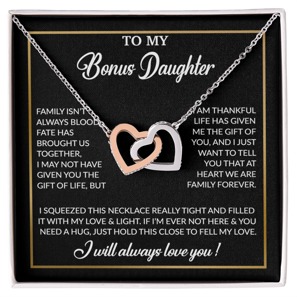 To My Bonus Daughter Necklace, Gift for Bonus Daughter, Step Daughter Birthday 3_12_Black