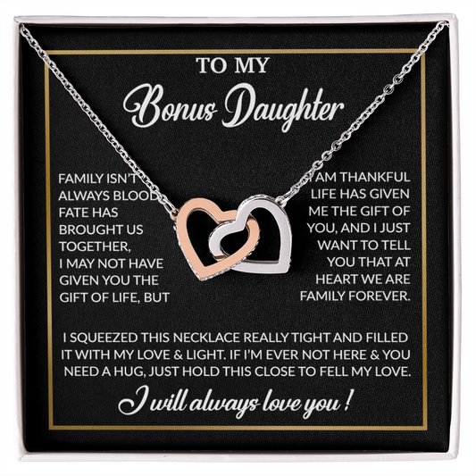 To My Bonus Daughter Necklace, Gift for Bonus Daughter, Step Daughter Birthday 3_12_Black