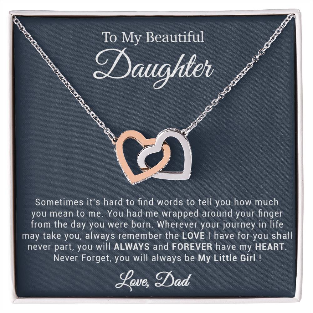 To My Daughter Necklace, Gift for Daughter from Dad, Father Daughter Necklace 20_4_Black