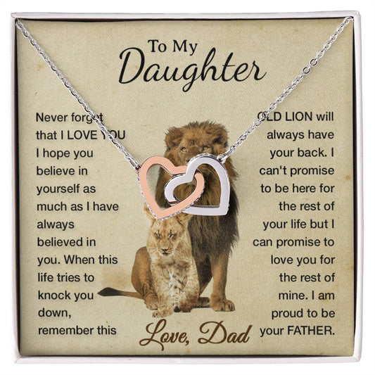 To My Daughter Necklace, Xmas Gift For Daughter From Dad, Daughter Father Lion