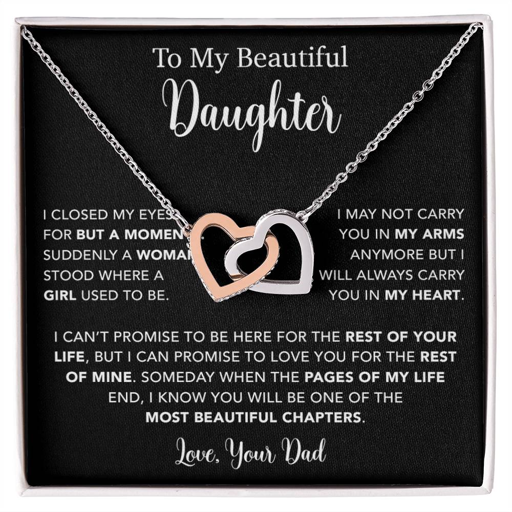 To My Daughter Necklace, Gift for Daughter from Dad, Father Daughter Necklace  22_5_Black