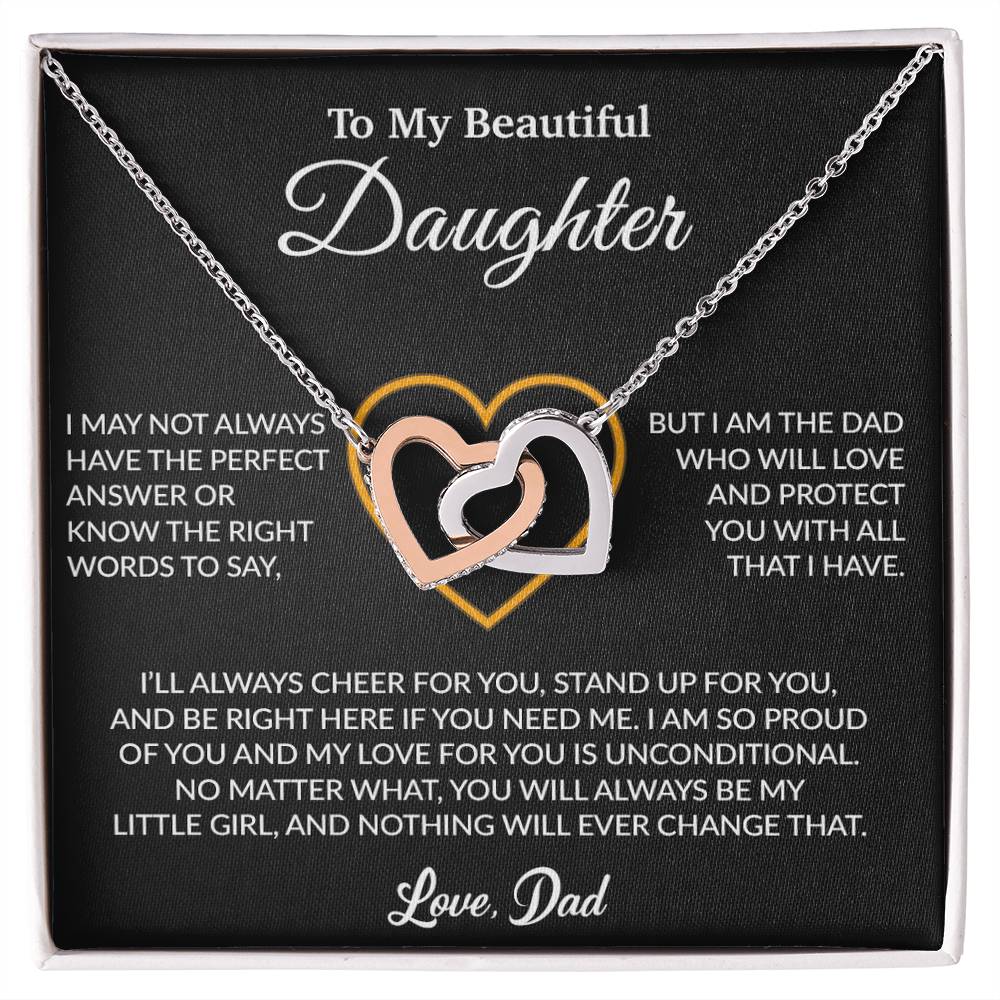 To My Daughter Necklace, Gift for Daughter from Dad, Father Daughter Necklace 7_6_Black