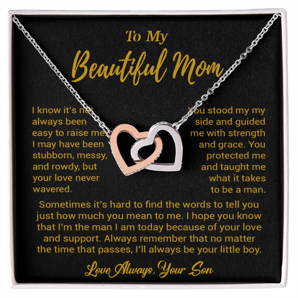 To My Beautiful Mom Necklace Mom Birthday Gift Mother's Day Gift Necklace For Mom From Son_ 8_5_Gold