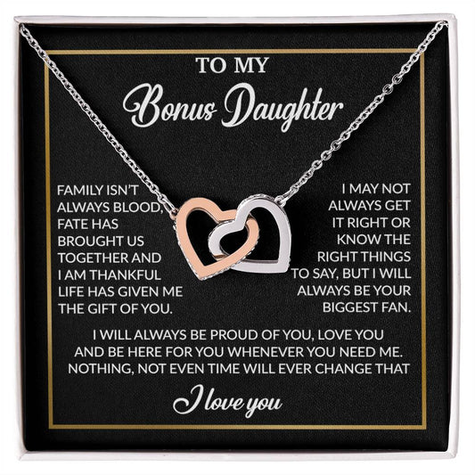To My Bonus Daughter Necklace, Gift for Bonus Daughter, Step Daughter Birthday 18_4_Black