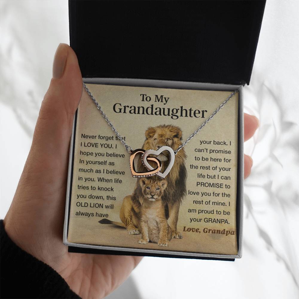 To My Granddaughter Necklace , Gift From Grandpa Papa Lion Dad, Christmas Gift