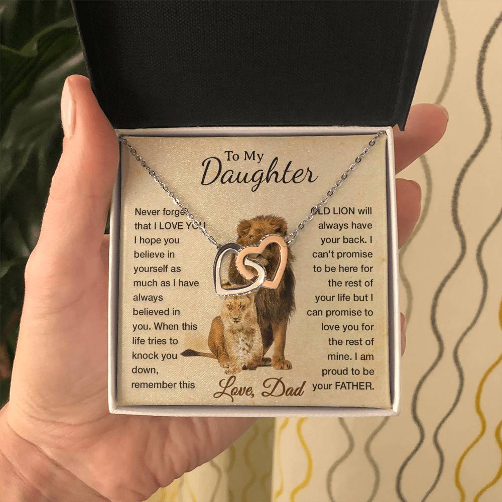 To My Daughter Necklace, Xmas Gift For Daughter From Dad, Daughter Father Lion