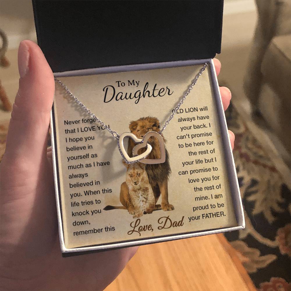 To My Daughter Necklace, Xmas Gift For Daughter From Dad, Daughter Father Lion