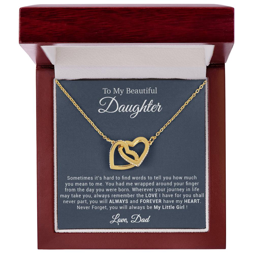 To My Daughter Necklace, Gift for Daughter from Dad, Father Daughter Necklace 20_4_Black