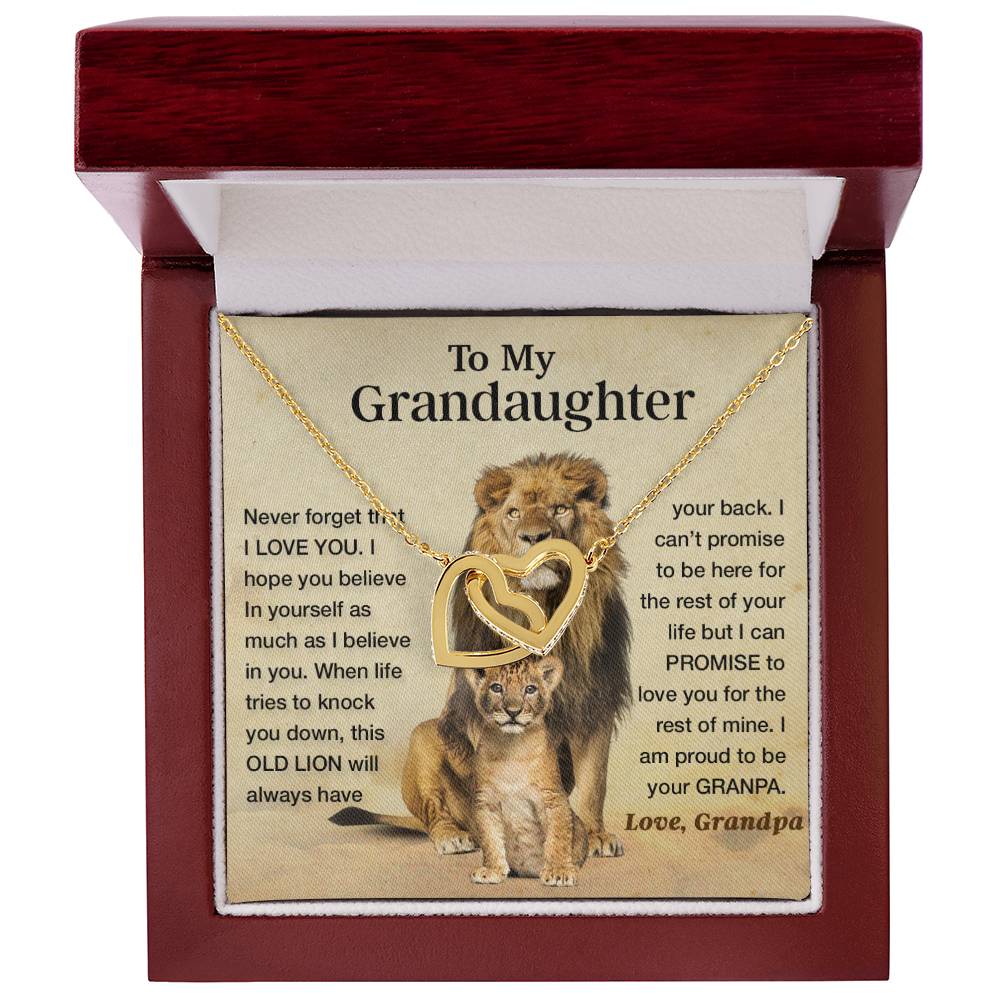 To My Granddaughter Necklace , Gift From Grandpa Papa Lion Dad, Christmas Gift