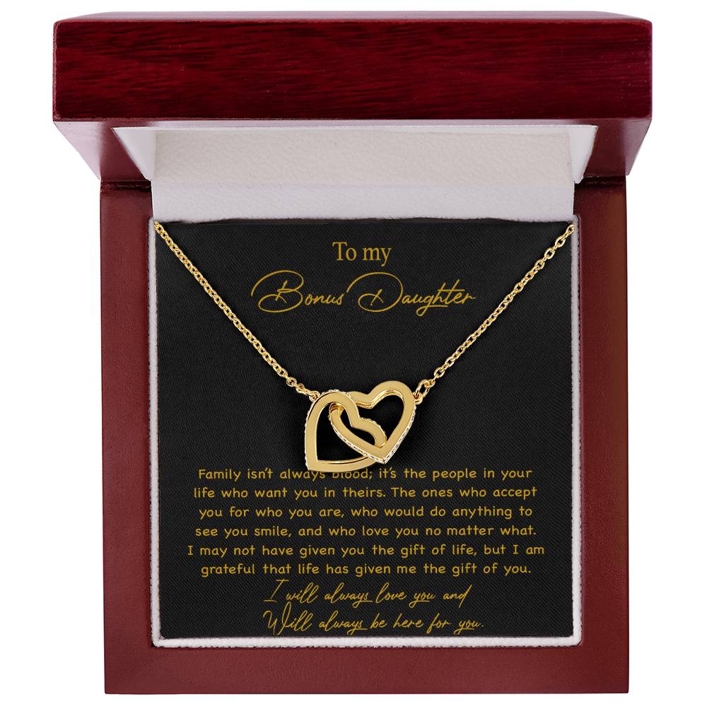 To my Bonus Daughter Necklace, Bonus Daughter, Step Daughter Gift 3-4_Gold