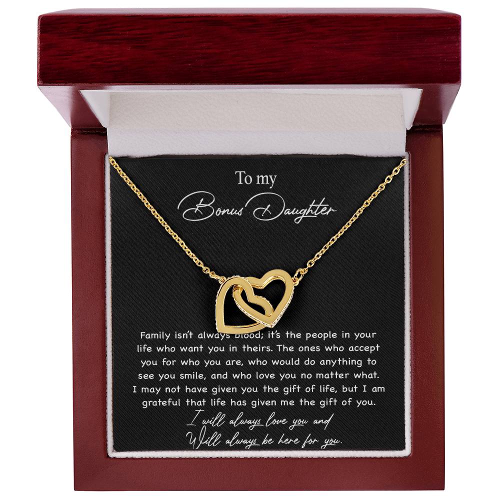 To my Bonus Daughter Necklace, Bonus Daughter, Step Daughter Gift 3-4_Black