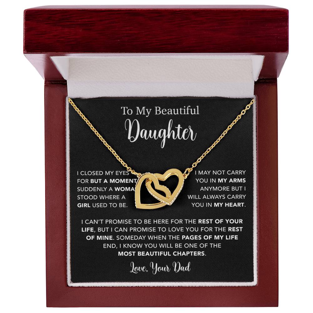 To My Daughter Necklace, Gift for Daughter from Dad, Father Daughter Necklace  22_5_Black