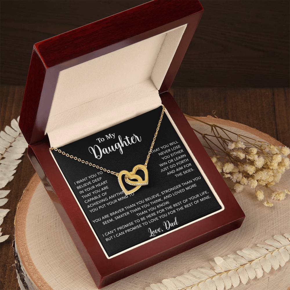 To My Daughter Necklace, Gift for Daughter from Dad, Father Daughter Necklace 18_5_Black