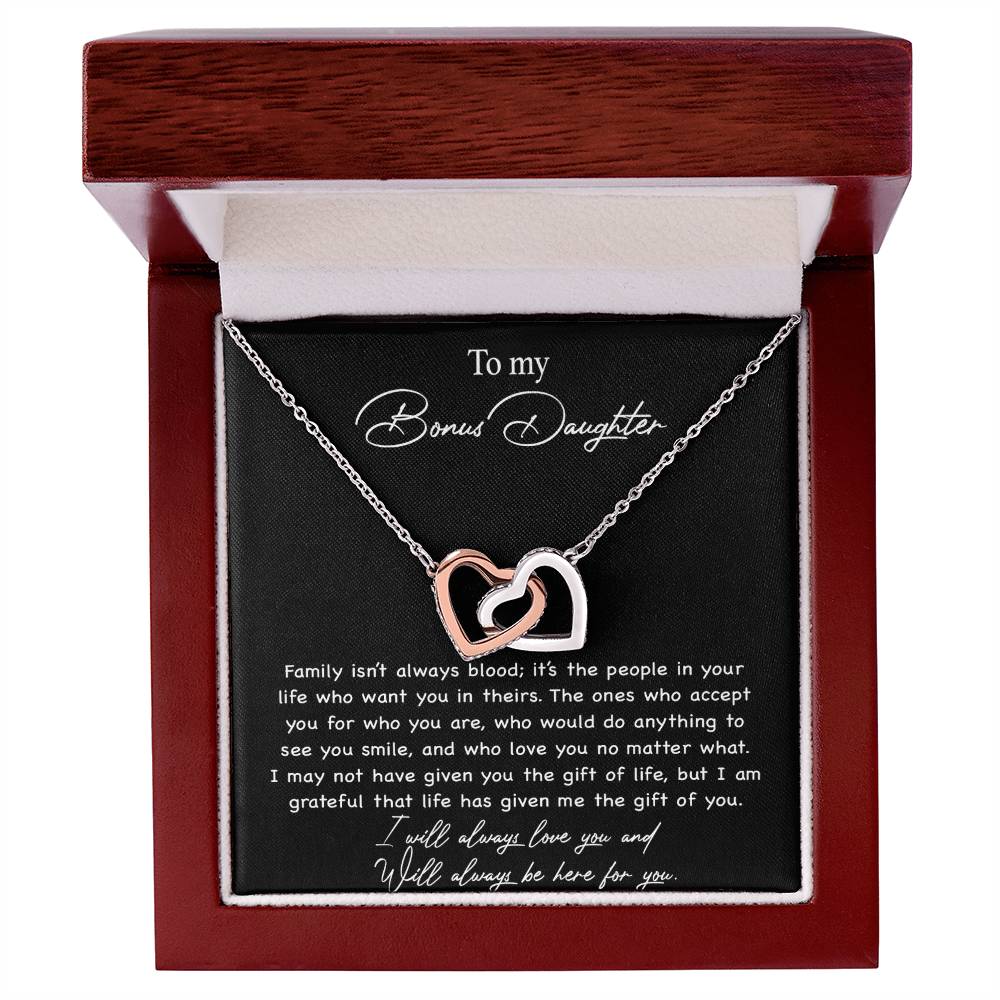 To my Bonus Daughter Necklace, Bonus Daughter, Step Daughter Gift 3-4_Black
