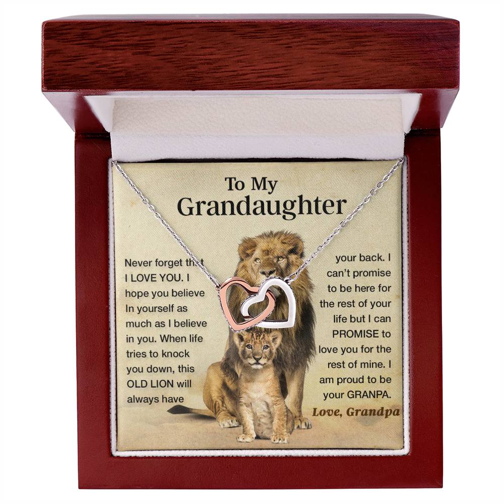 To My Granddaughter Necklace , Gift From Grandpa Papa Lion Dad, Christmas Gift