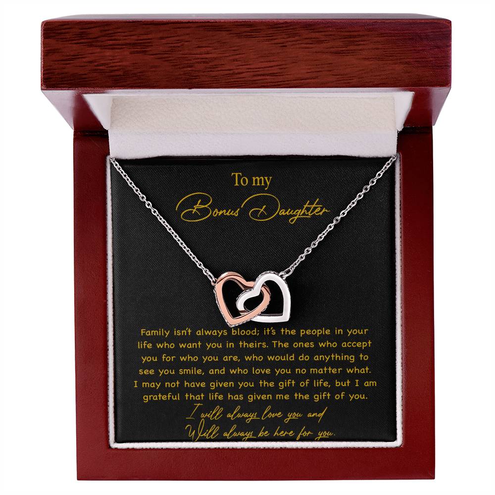 To my Bonus Daughter Necklace, Bonus Daughter, Step Daughter Gift 3-4_Gold
