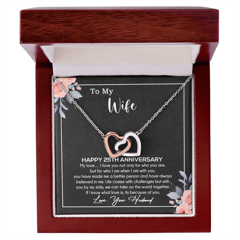 25th Anniversary Gift For Wife Necklace, 25 Year Anniversary, 25th Wedding Gift _Black