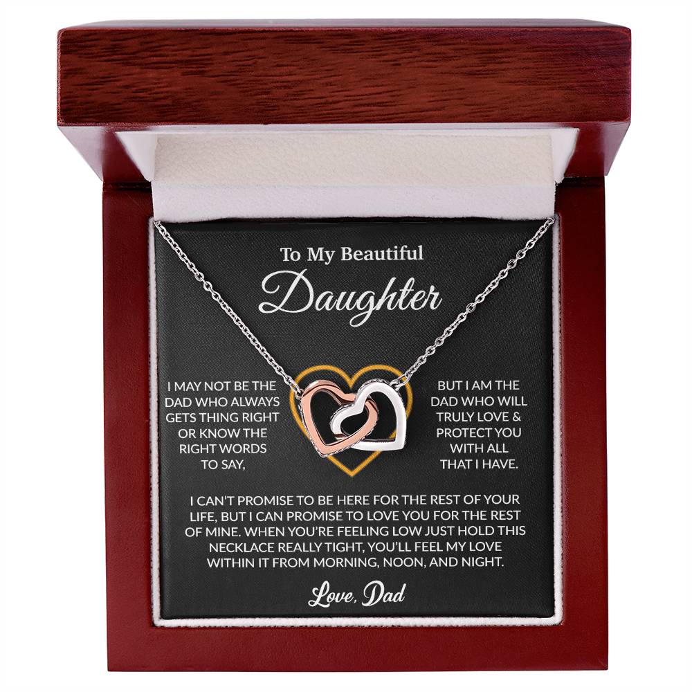 To My Daughter Necklace, Gift for Daughter from Dad, Father Daughter Necklace 13_6_Black