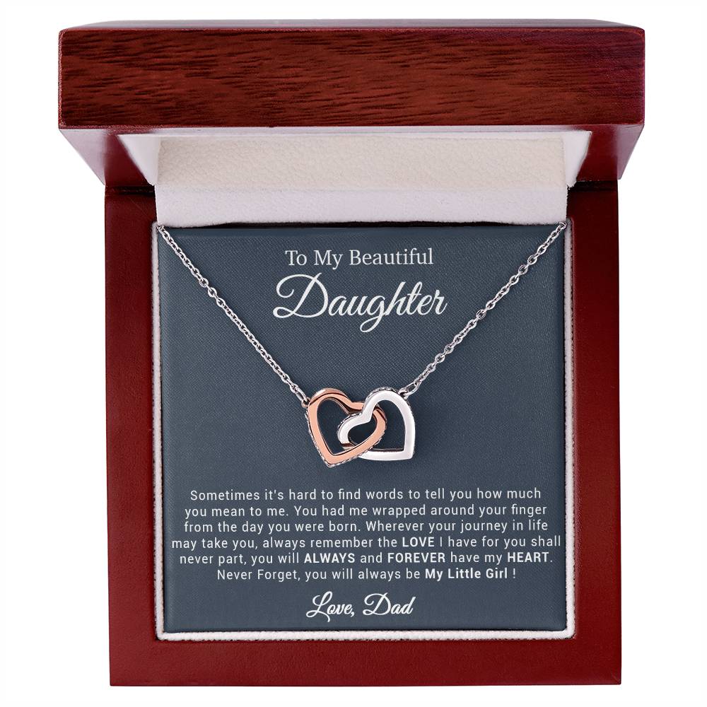 To My Daughter Necklace, Gift for Daughter from Dad, Father Daughter Necklace 20_4_Black