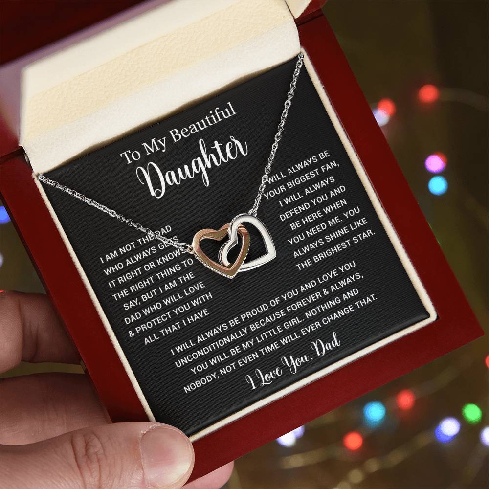 To My Daughter Necklace, Gift for Daughter from Dad, Father Daughter Necklace  6_5_Black