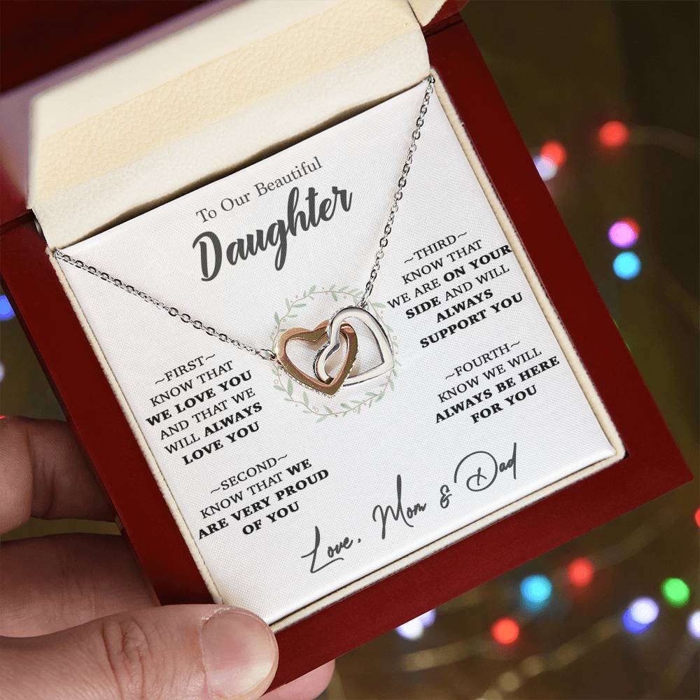 To My Daughter Necklace, Gift for Daughter From Mom and Dad,Birthday Gift
