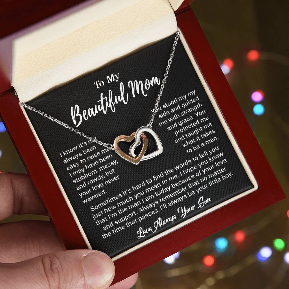 To My Beautiful Mom Necklace Mom Birthday Gift Mother's Day Gift Necklace For Mom From Son_ 8_5_Black