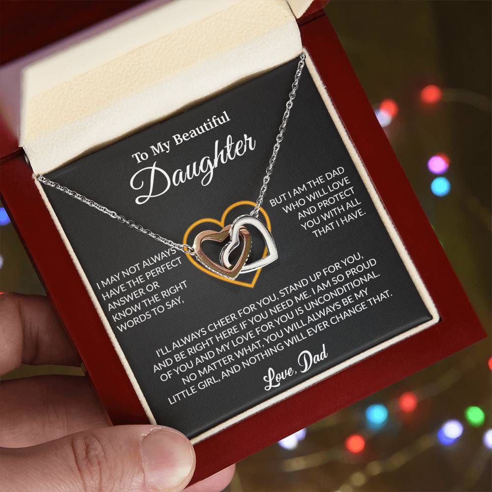 To My Daughter Necklace, Gift for Daughter from Dad, Father Daughter Necklace 7_6_Black