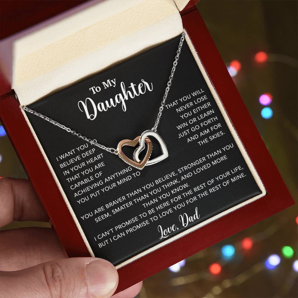 To My Daughter Necklace, Gift for Daughter from Dad, Father Daughter Necklace 18_5_Black